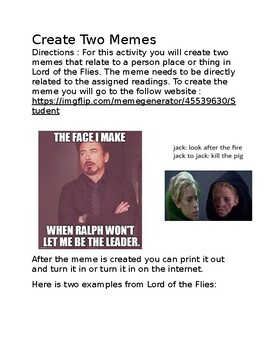 Make your own meme worksheet