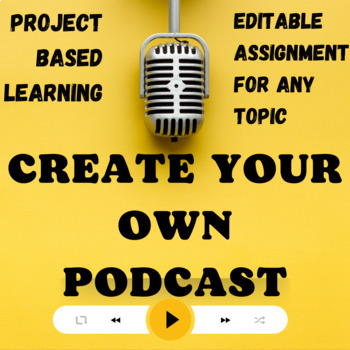 Preview of Create your own podcast  | editable assignment | project based learning 