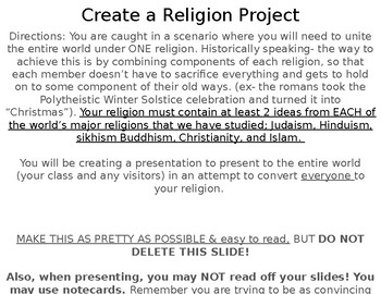 Create Your Own Religion Project By Teach Tessifically Tpt