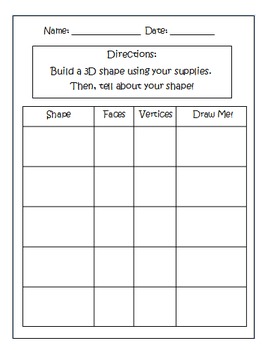 Preview of Creating 3D Shapes Worksheet