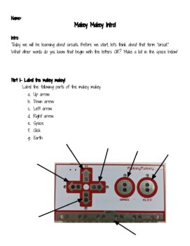 Creating A Circuit - Makey Makey Introduction Activity Worksheet