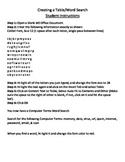 Creating A Table/Computer Terms Word Search