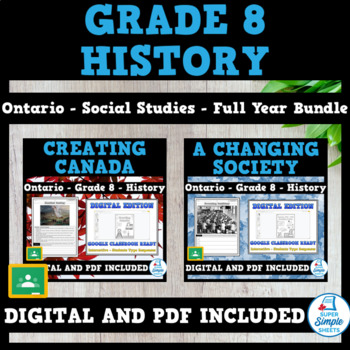 Preview of Grade 8 History - Ontario - Creating Canada & A Changing Society - 2 Unit Bundle