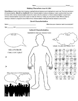 Preview of Creating Characters with Direct and Indirect Characterization