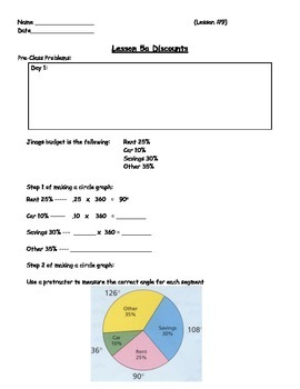 Preview of Using Percents - Creating Circle Graphs Worksheet; Real World Math