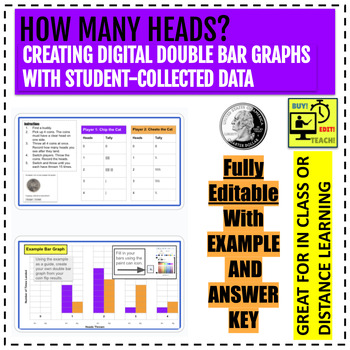 Preview of Creating Digital Double Bar Graphs with Collected Data (Fully Editable/Answers)