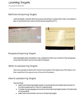Preview of Creating High Quality Learning Targets - How-To Guide