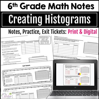 Preview of Creating Histograms Notes for 6th Grade Math Print and Digital Resource