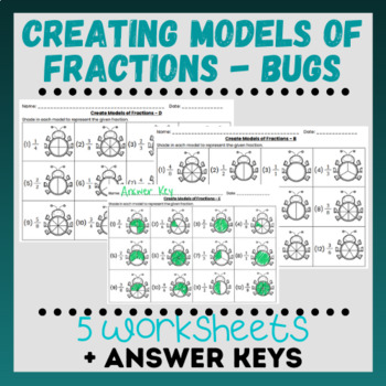 Preview of Creating Models of Fractions - Bugs Worksheets