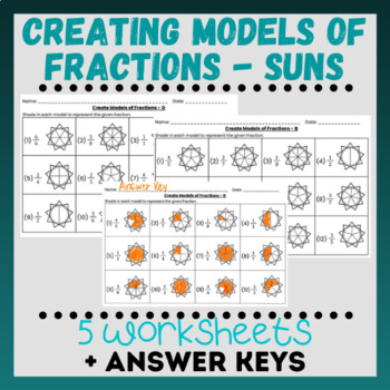Preview of Creating Models of Fractions - Suns Worksheets