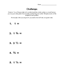 Preview of Creating Musical Equations Challenge Worksheet
