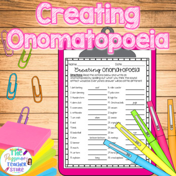 Preview of Creating Onomatopoeia Sound Effects Worksheet | Print and Digital