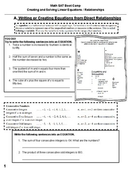 Preview of Creating & Solving Equations in Word Problem