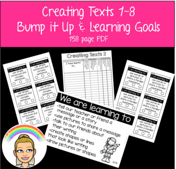 Preview of Creating Texts Learning Progressions 1-8 Bump It Up & Individual Learning Goals