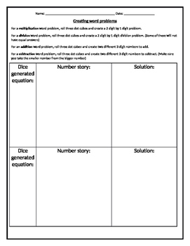 Preview of Creating Word Problems with Dot Cubes