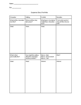 Preview of Creating Your Own Suspense Story Pre-Writing Graphic Organizer