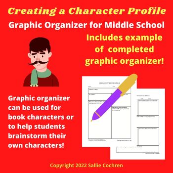 Preview of Creating a Character Profile (Graphic Organizer for Middle School)