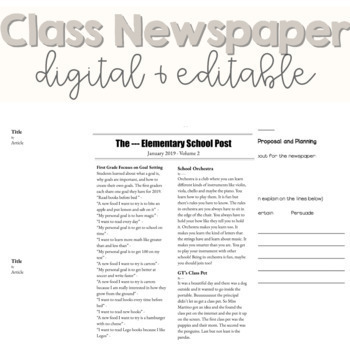 Preview of Creating a Class Newspaper - Google Slides Digital Resource - Editable