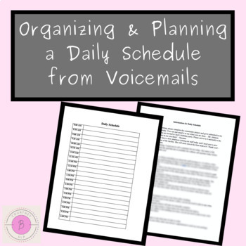 Preview of Organizing & Planning a Daily Schedule from Voicemails - Adult Cognitive Therapy