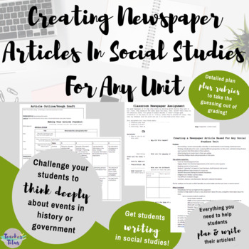 Preview of Creating a Newspaper Article For Any Social Studies Unit (editable!)