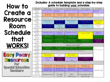 How to Create a Resource Room Schedule by Easy Peasy Resources TpT