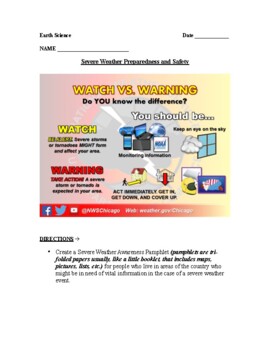 Preview of Creating a Severe Weather Trifold Pamphlet About Preparedness and Safety