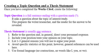 Preview of Creating a Topic Question and a Thesis Statement (MLA)