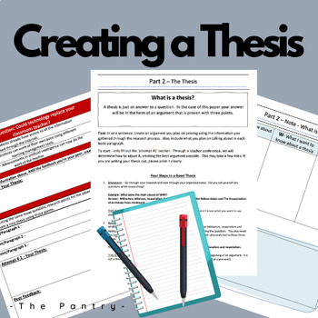 Preview of Creating a thesis for an argument essay note and activity and CHC2D /P ISU