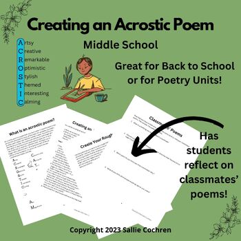 Preview of Creating an Acrostic Poem (Middle School Poetry)