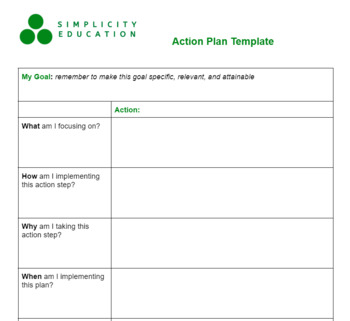 Preview of Creating an Action Plan Template for Teachers