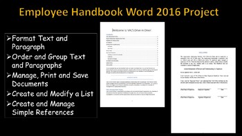 Preview of Word 2016 Certification Project - Creating an Employee Manual(Table of Contents)