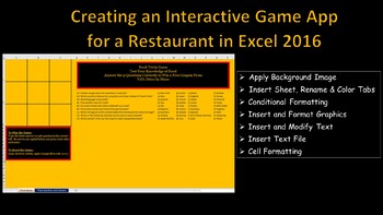 Preview of Creating an Interactive Game App for a Restaurant In Excel 2016