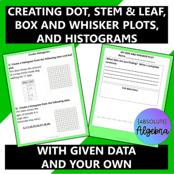Preview of Creating and Interpreting Dot  Box Stem and Leaf Plots and Histograms