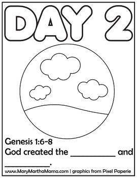 Creation Coloring Pages by Mary Martha Mama | Teachers Pay Teachers