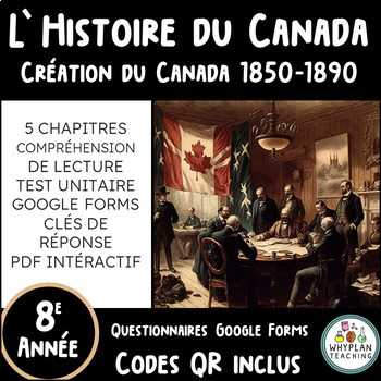 Preview of La Création du Canada 1850-1890 | Grade 8 Ontario French History Unit | Ontario