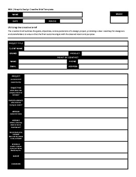 Preview of Creative Brief Form Template for Graphic Design/Arts Students