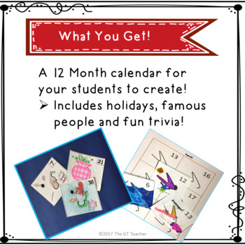 Creative Calendar by The GT Teacher | TPT