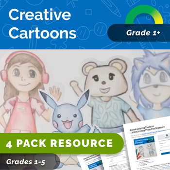 Preview of CREATIVE CARTOONS Drawing Bundle - 4 Video Projects for Beginners