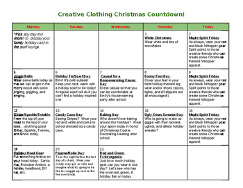Preview of Creative Christmas Clothing Countdown Calendar 2016
