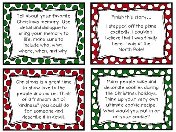 Creative Christmas Writing Prompts by Hannah Burns | TPT
