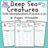 Deep Sea Multiplication Facts Practice Packet Printable 0-