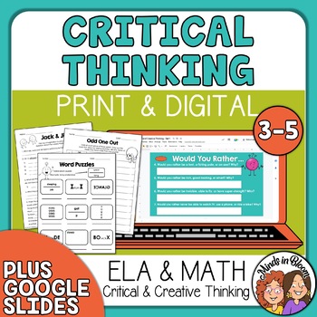 Preview of Creative & Critical Thinking No-Prep Worksheets + NEW Digital Version - Set 1