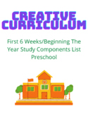 Creative Curriculum 1st 6 Weeks/Beg. The Year Study Compon