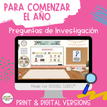 Preview of Investigation Questions & Vocab SPANISH | Beginning the Year Creative Curriculum