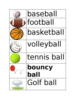 Preview of Creative Curriculum Ball Study Vocabulary Word Cards