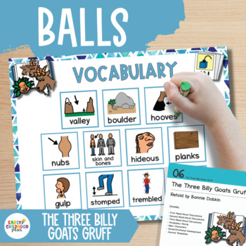 Preview of Creative Curriculum Balls Study | Three Billy Goats Gruff Book Discussion Cards
