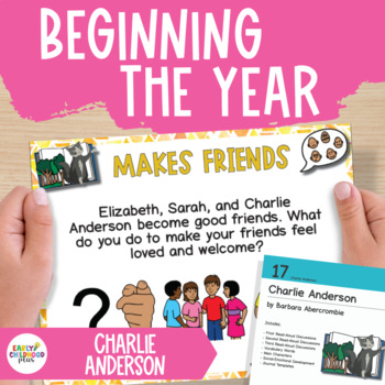 Preview of Creative Curriculum Beginning the Year | Charlie Anderson Book Discussion Cards
