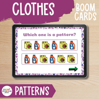 Preview of Creative Curriculum | Clothes Study | BOOM Cards | Recognizing Patterns