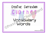 Creative Curriculum - Clothing Study: Vocabulary Words Rea