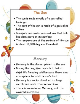 Preview of The Solar System Planet Fact Cards - PDF File